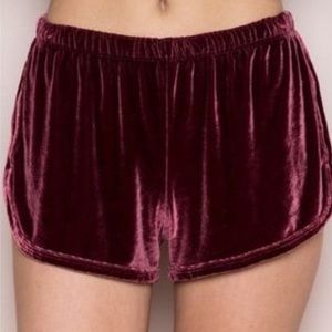 Brandy Melville velvet red shorts